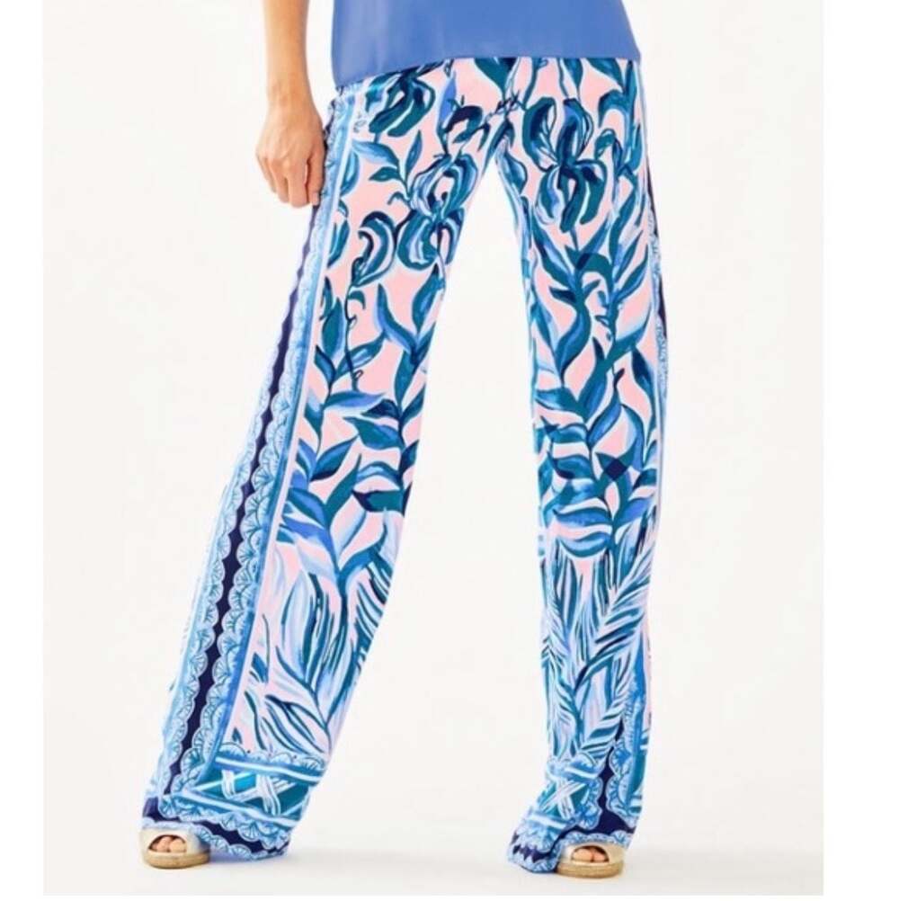 Lilly Pulitzer Bal Harbour Palazzo Pants in Bellevue Blue Breakers Beach